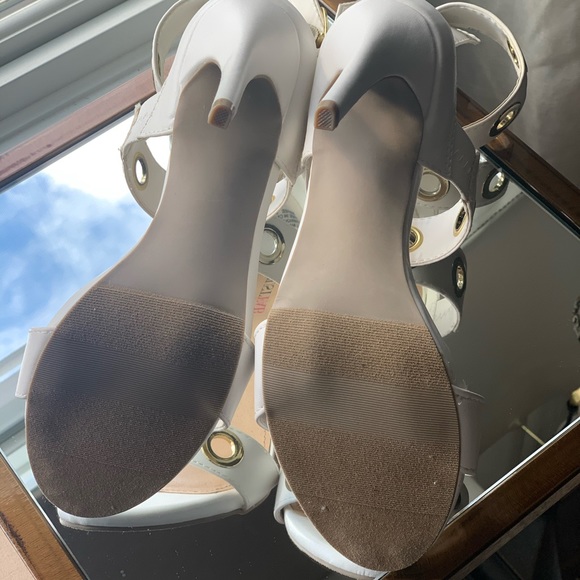 White/Gold Ankle Strap Heels - Picture 6 of 6